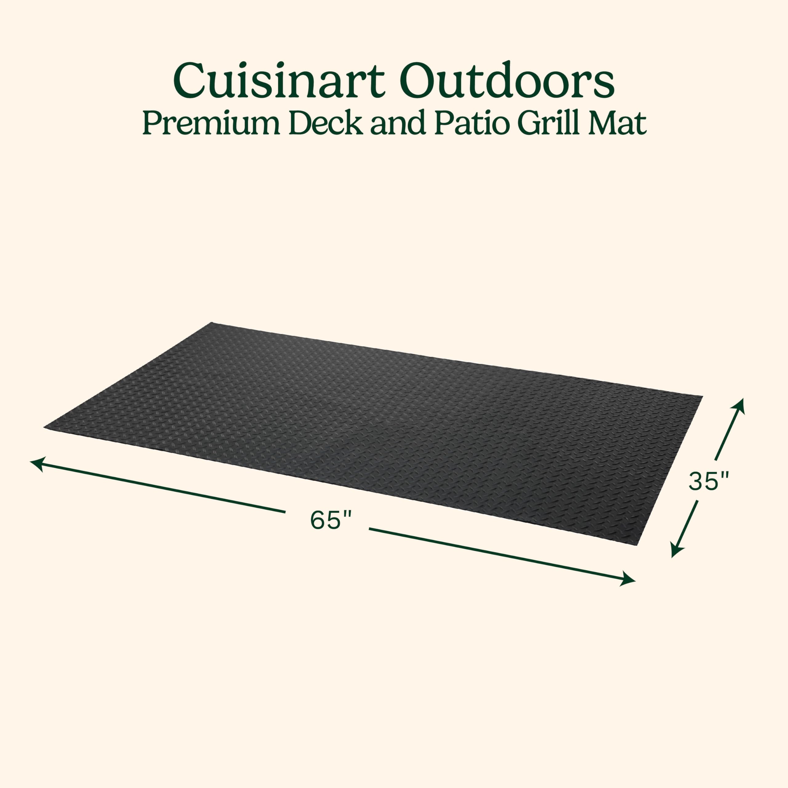Cuisinart grease spill protection mat on patio preventing stains under a grill.