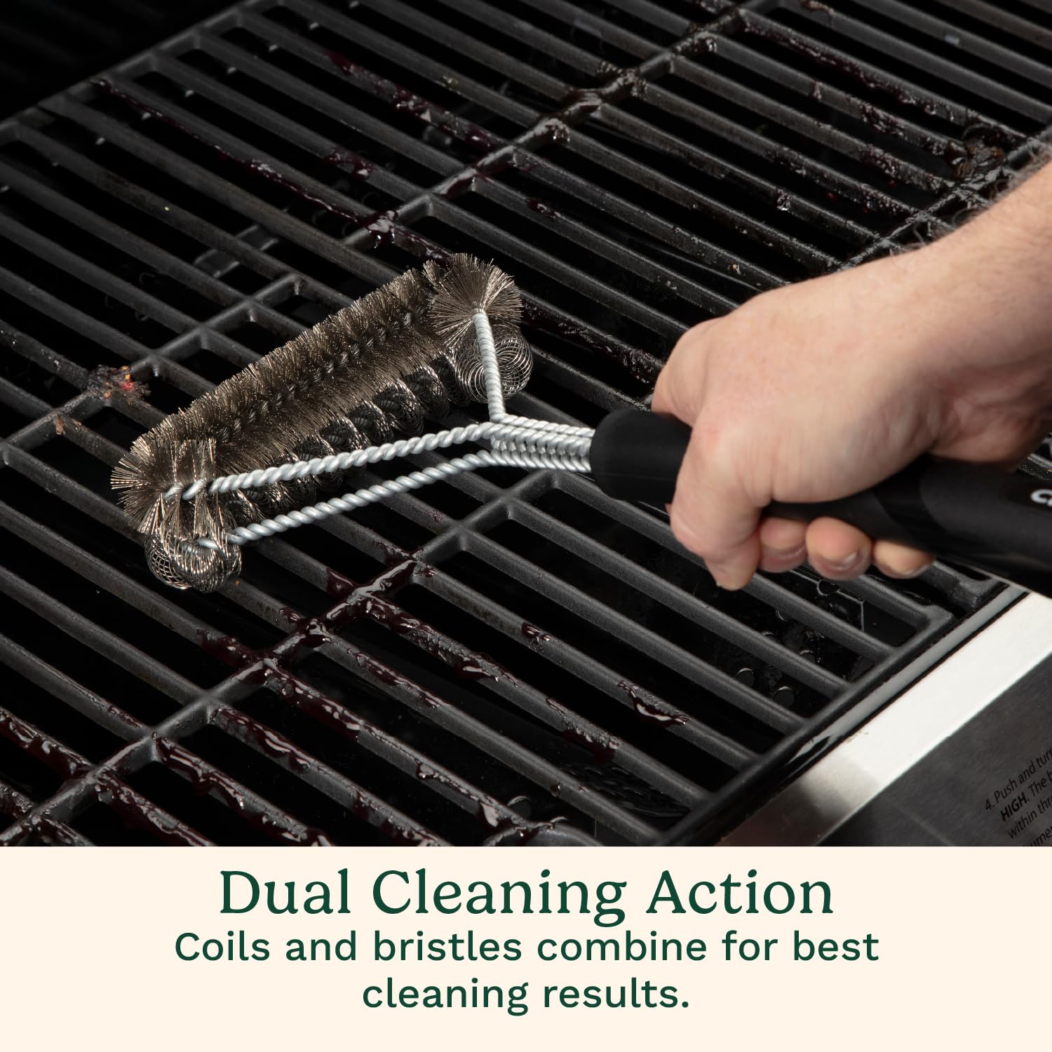Cuisinart 17-inch grill brush providing long reach to access interior grate areas
