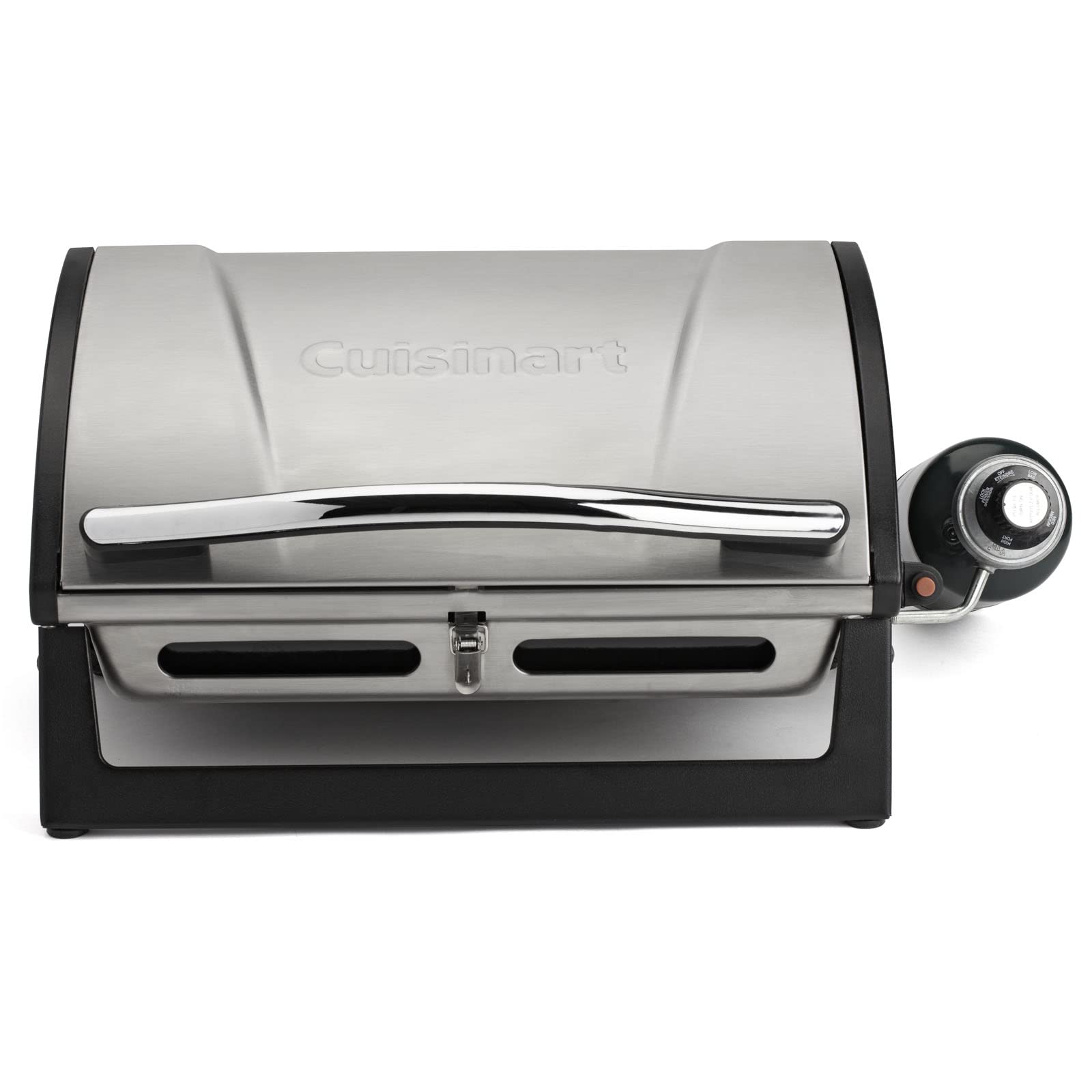 Cuisinart Grillster in use with searing steaks demonstrating high-heat grilling