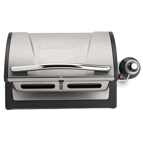 Cuisinart Grillster in use with searing steaks demonstrating high-heat grilling