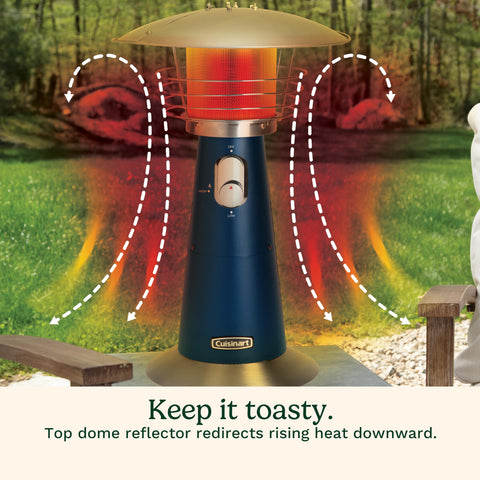 Cuisinart outdoor heater with rotary dial for easy heat adjustment.