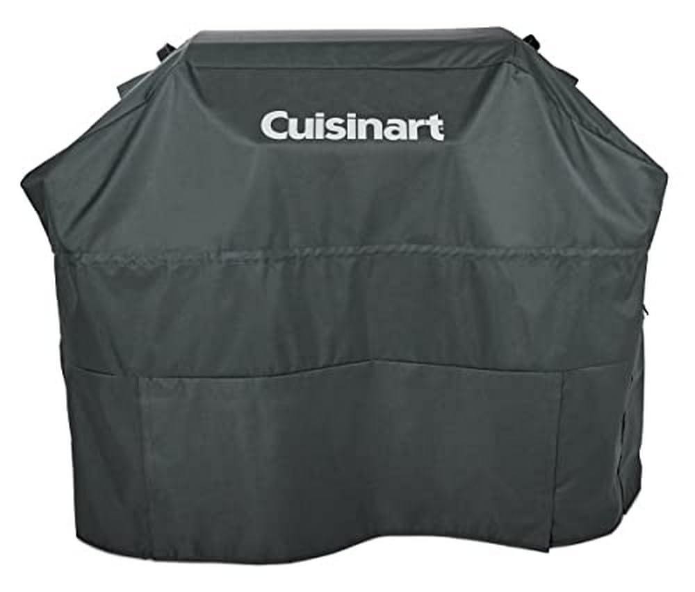 Cuisinart heavy-duty grill cover front view protects grill from sun and rain.