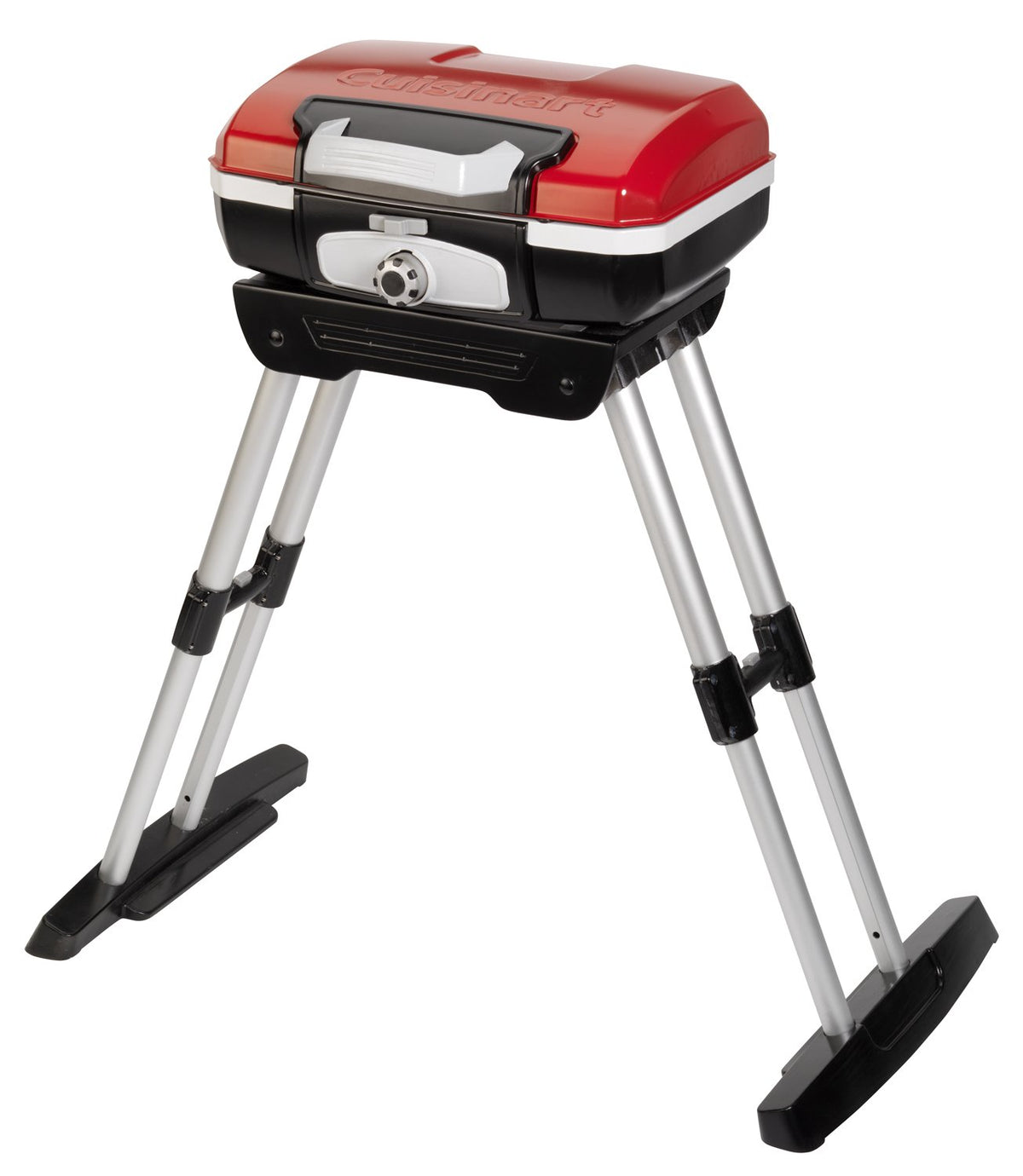 Cuisinart Petite Gourmet VersaStand demonstrates tabletop to freestanding versatility for grilling anywhere.