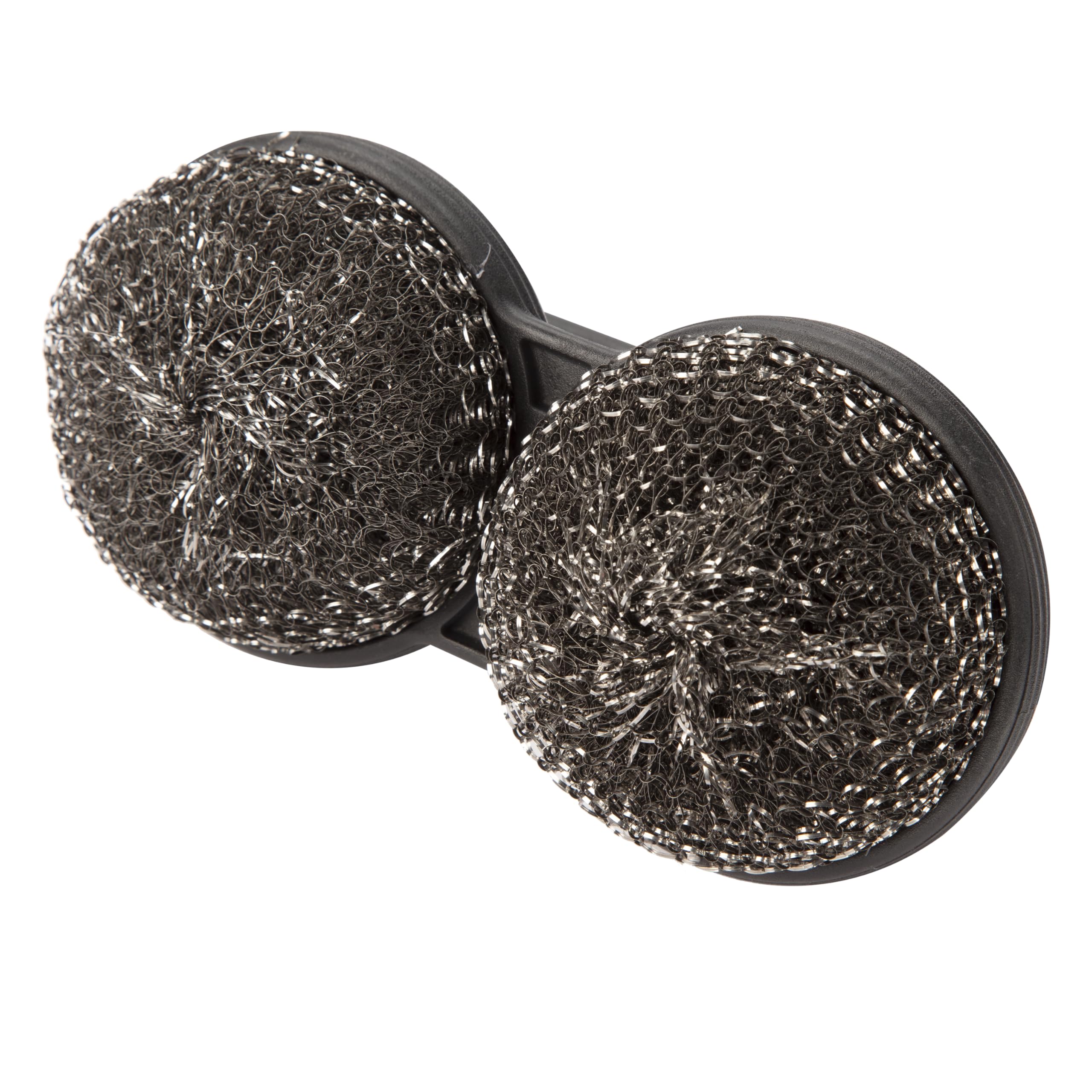 Close-up of stainless steel coils tackling baked-on grease.