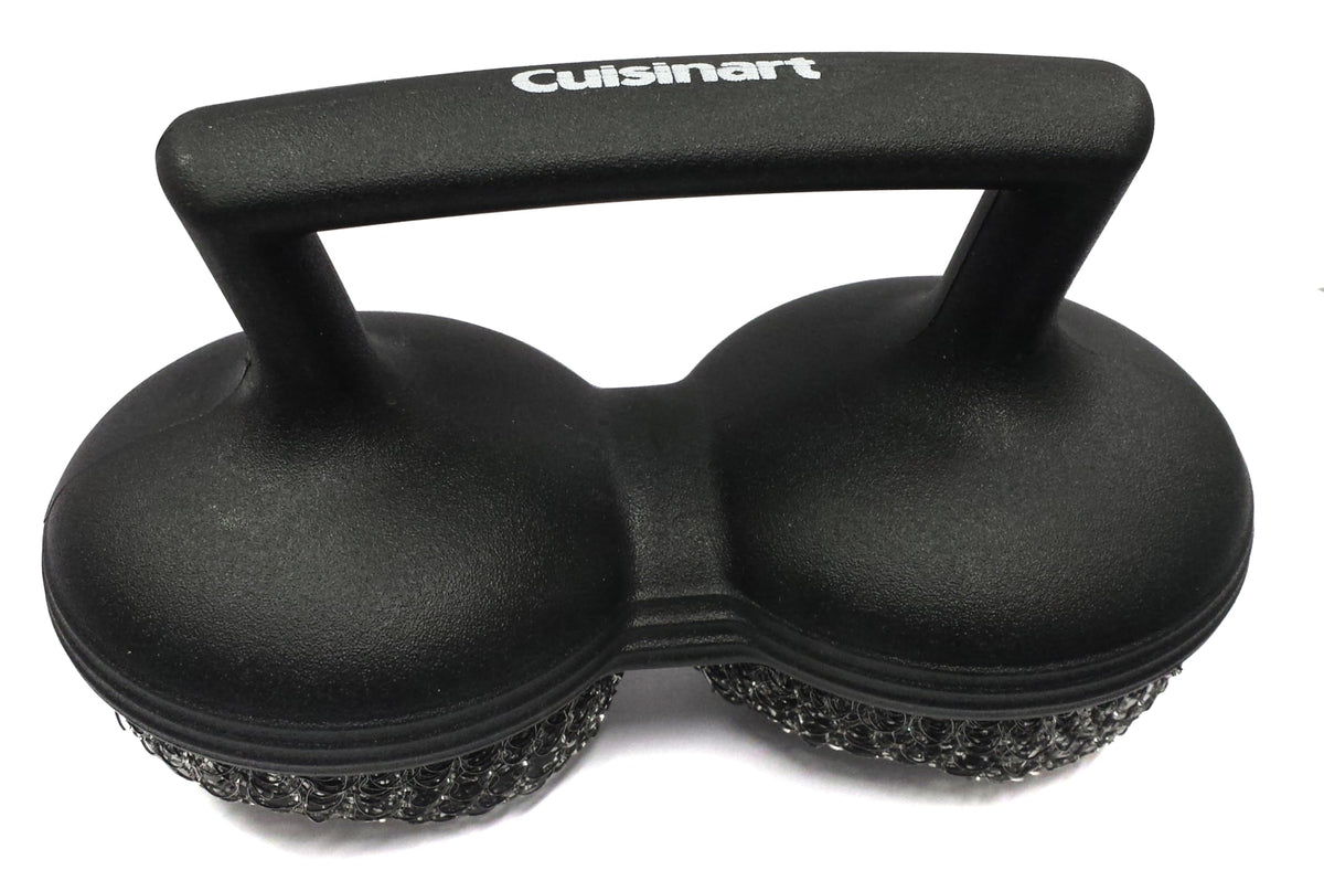 Top view of the Cuisinart Power Scour bristle-free grill brush with two coiled pads.