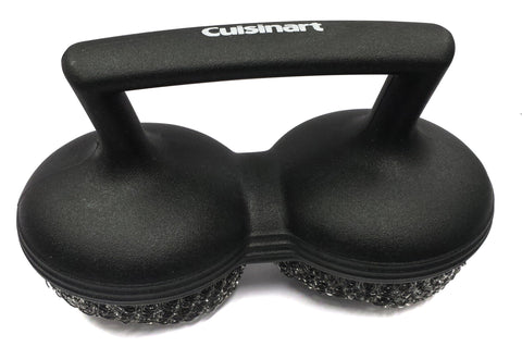 Top view of the Cuisinart Power Scour bristle-free grill brush with two coiled pads.