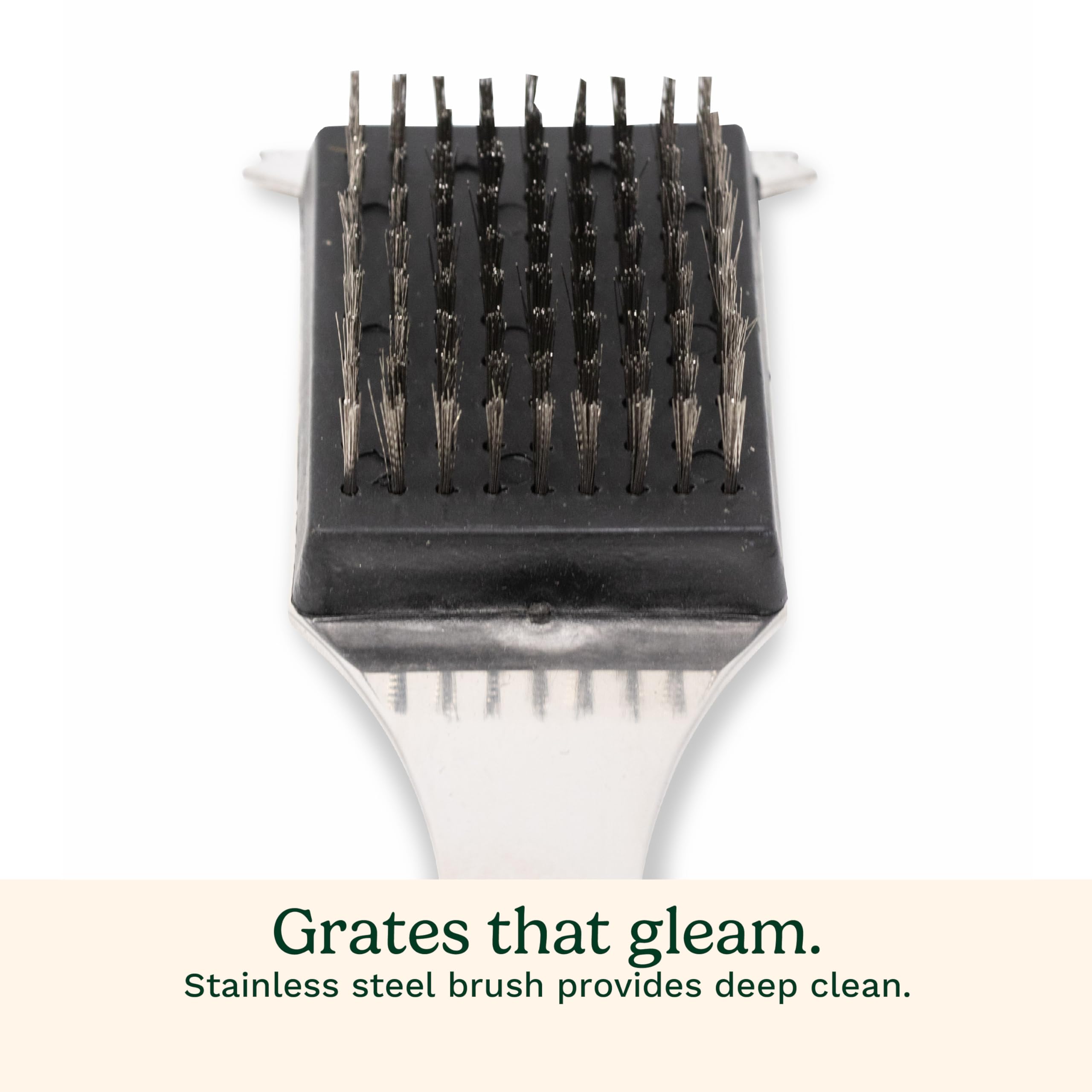 Rust-resistant stainless steel construction offers long-lasting grill cleaning performance.