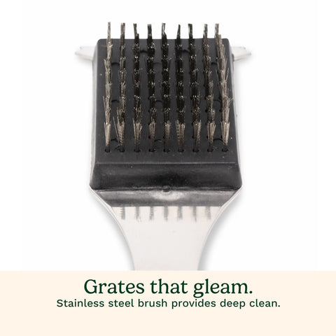 Rust-resistant stainless steel construction offers long-lasting grill cleaning performance.