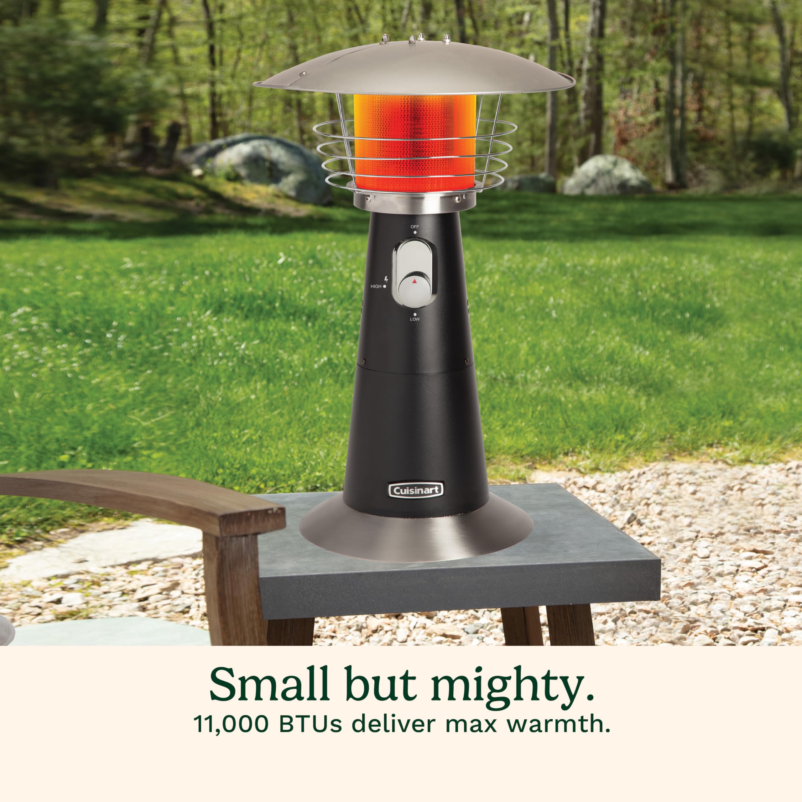Cuisinart safety tilt switch ensures safe outdoor use.