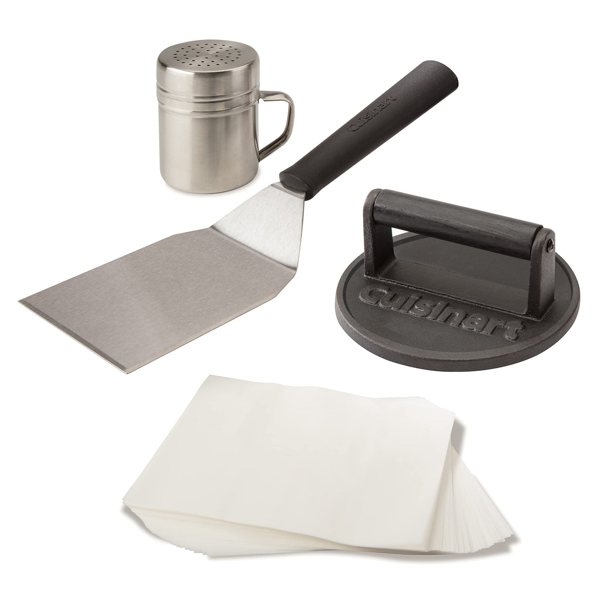 Cuisinart Smash Burger Kit cast iron press delivering even sear and crispy crust