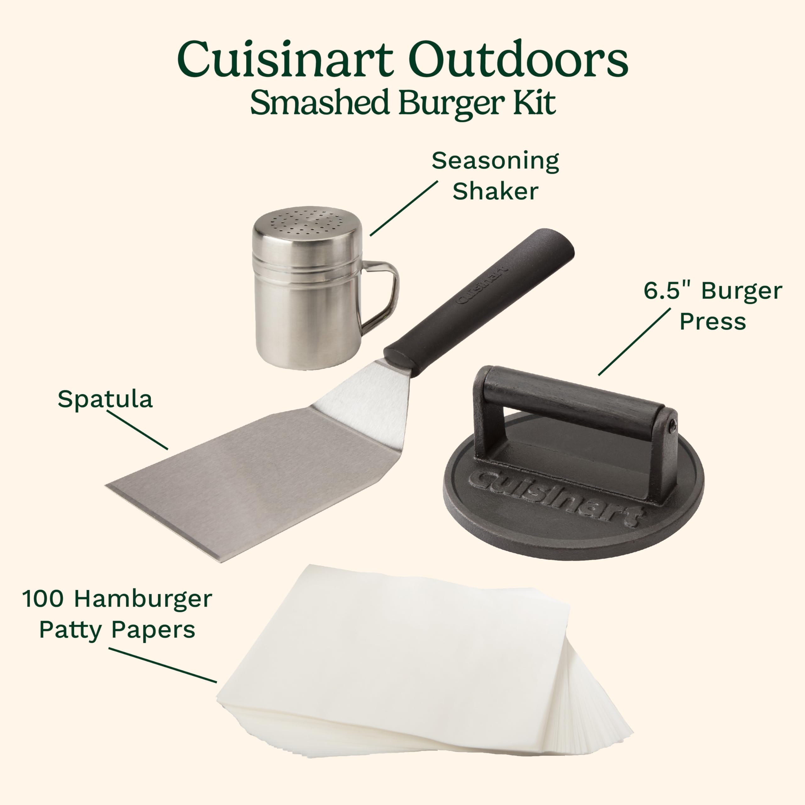 Cuisinart Smash Burger Kit stainless spatula with sharp edge for easy flipping