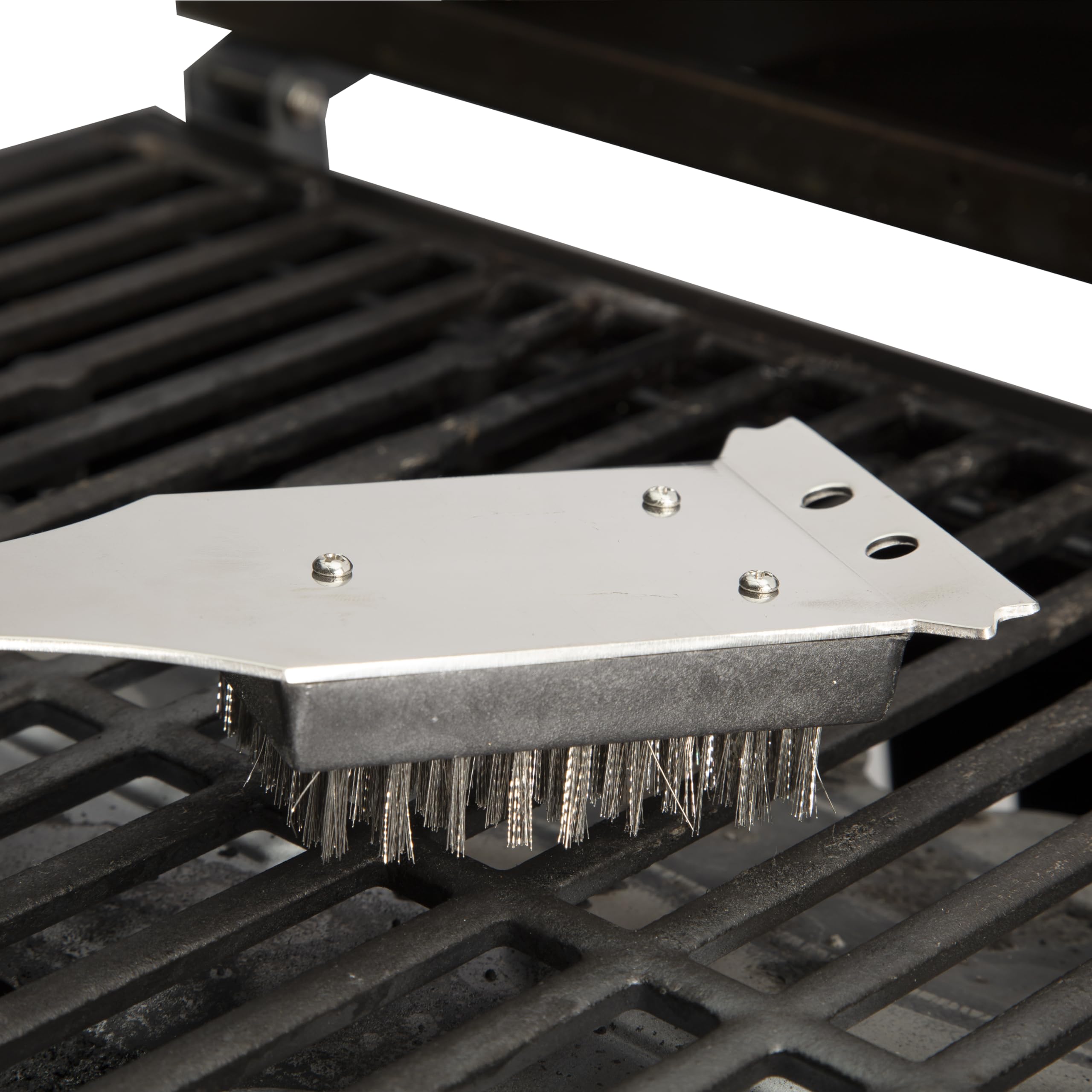 Cuisinart brush features sturdy stainless steel bristles for deep grime removal.