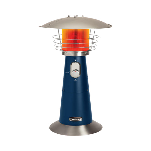 Cuisinart table-top patio heater 11000 BTU provides warm, even heat for small outdoor spaces.