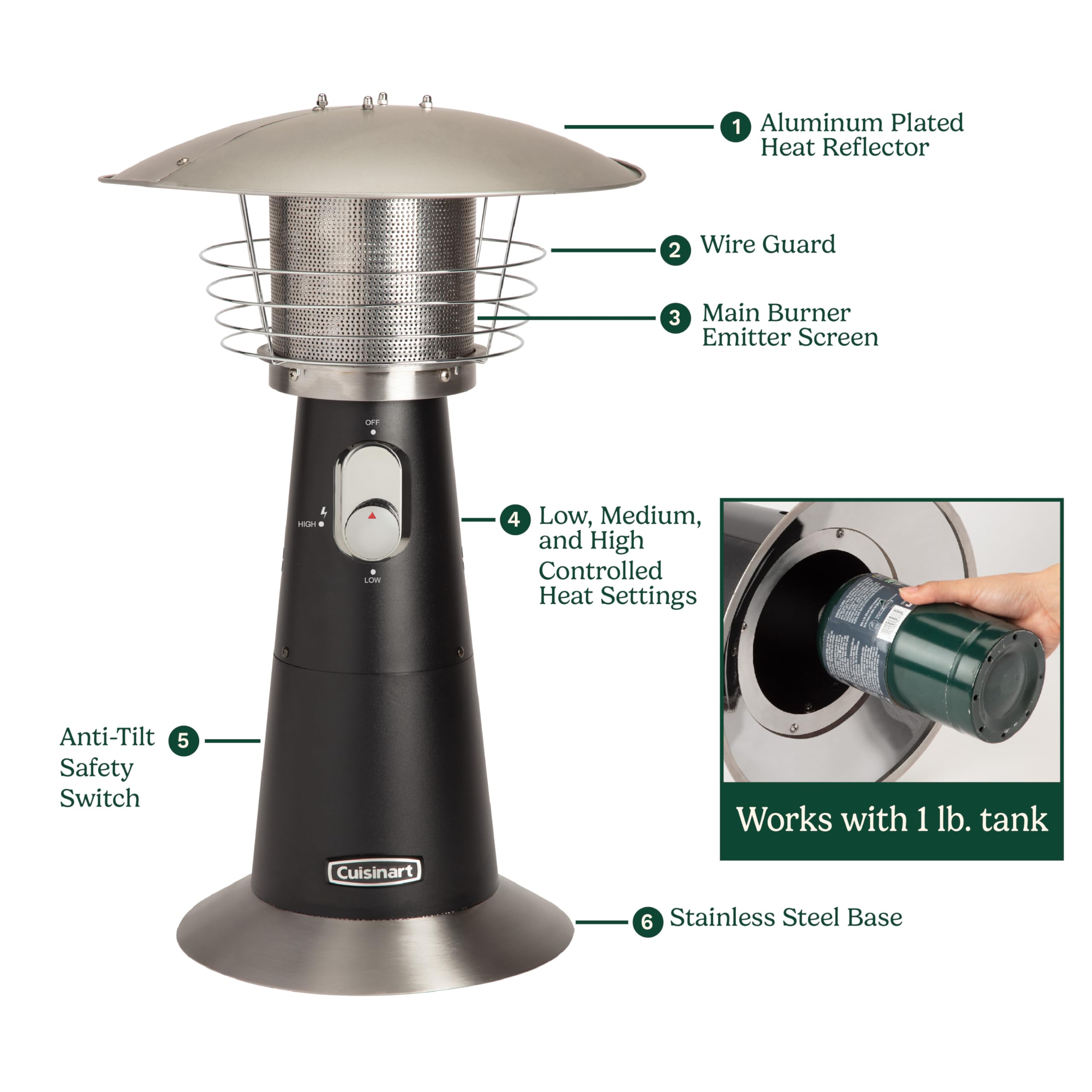 Cuisinart table-top patio heater on-table use for easy warmth
