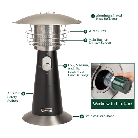 Cuisinart table-top patio heater on-table use for easy warmth