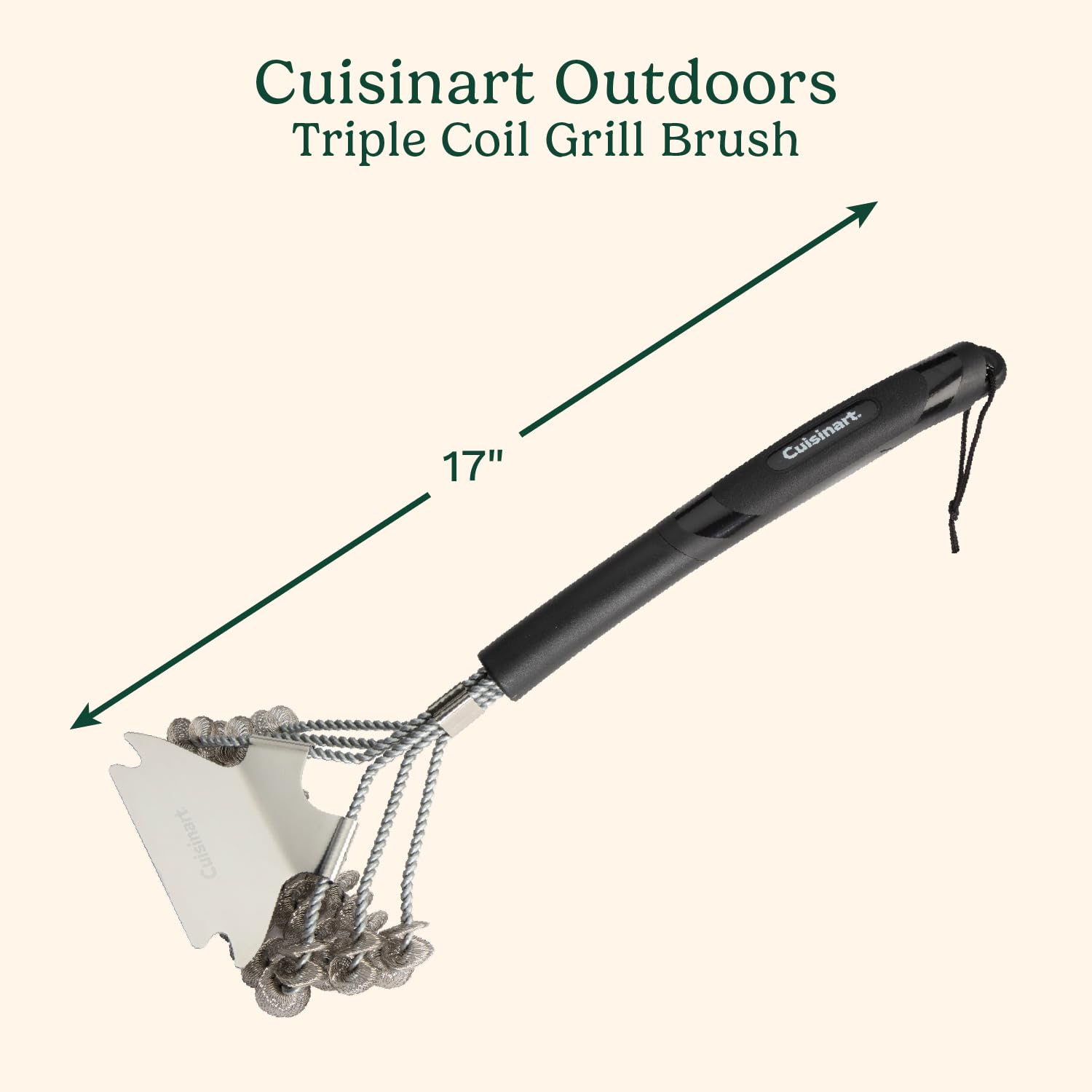 Cuisinart brush showing wide scraper for stuck-on debris
