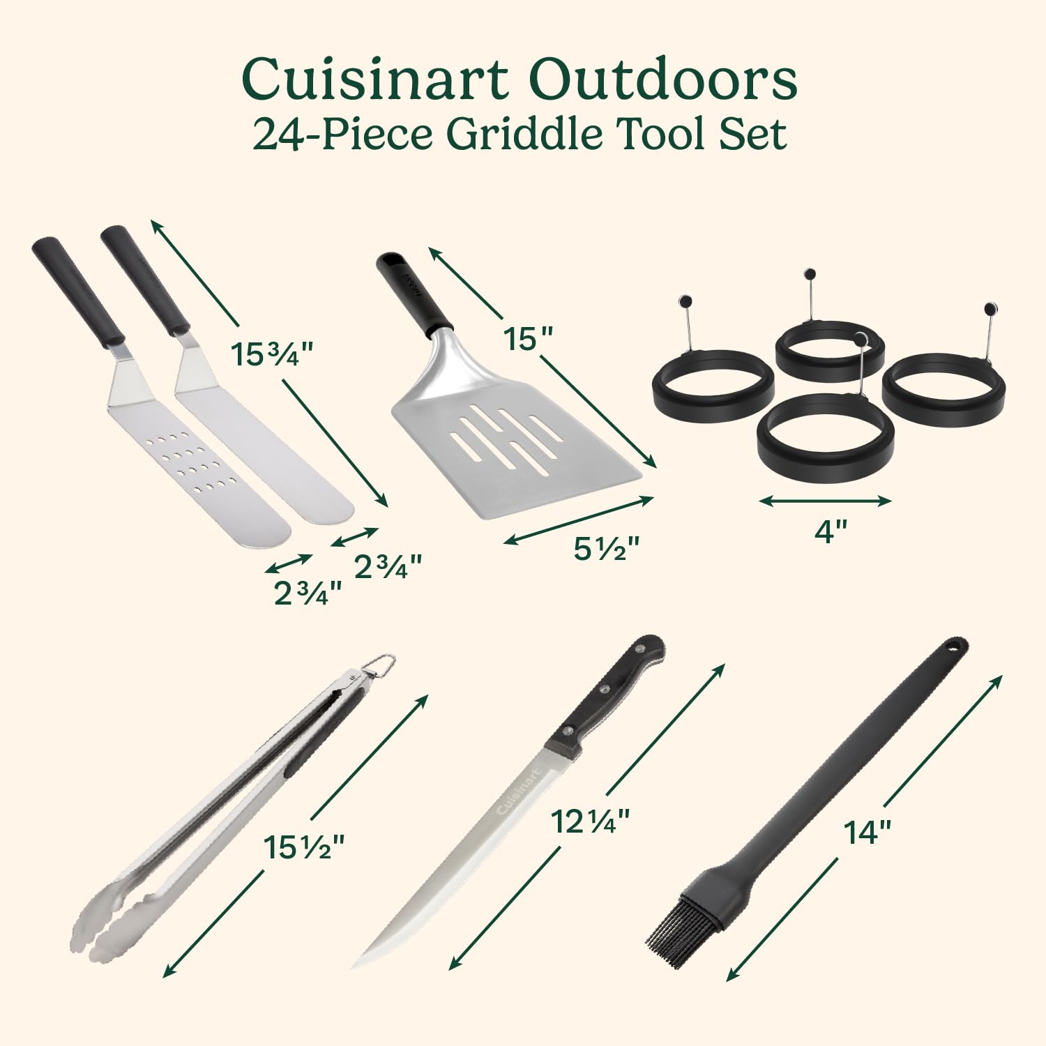Cuisinart XL griddle spatula stainless for heavy-duty lifting.