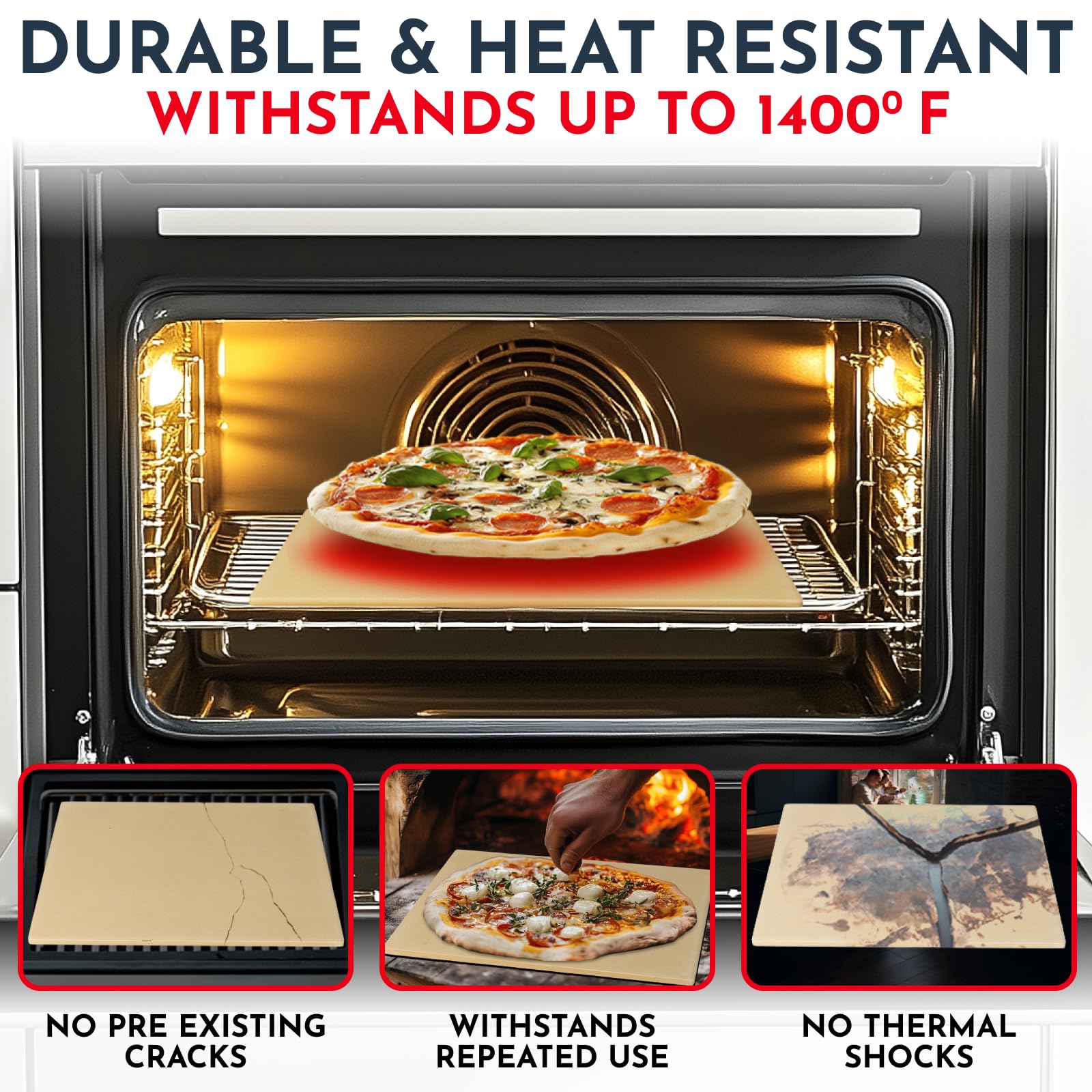 Culinary Couture pizza stone with crisp crust as moisture is drawn away from dough.