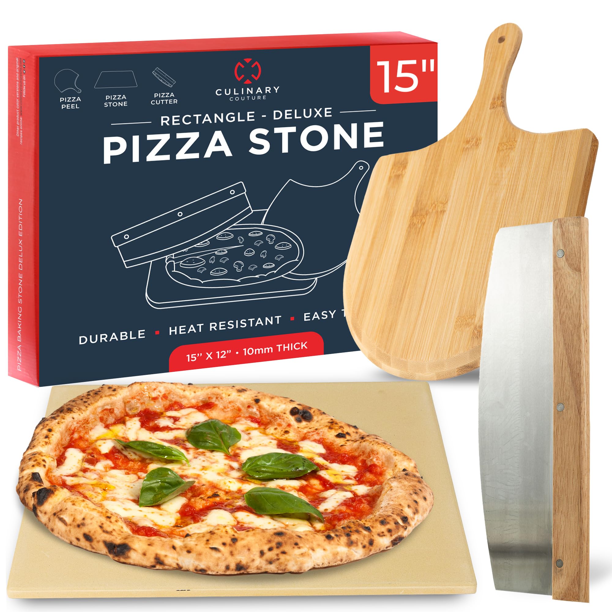 Culinary Couture pizza stone set for oven, delivers crisp crusts and even heat.