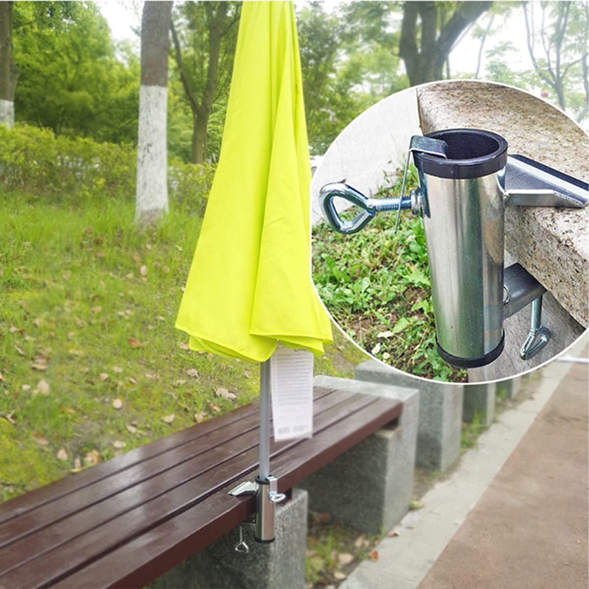 Cunguv boat pole attachment clip for quick mounting on a vessel.