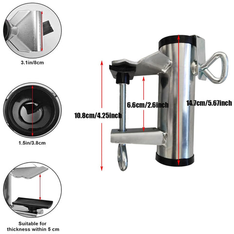 Cunguv heavy-duty steel clamp shows durable outdoor construction.