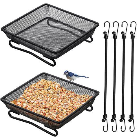 Cunhill ground bird feeder tray with elastic rope ready for garden feeding.