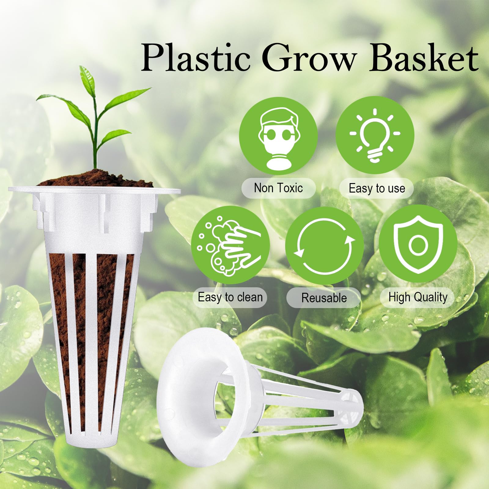 Cunhill reusable plastic grow basket; durable for repeated use.