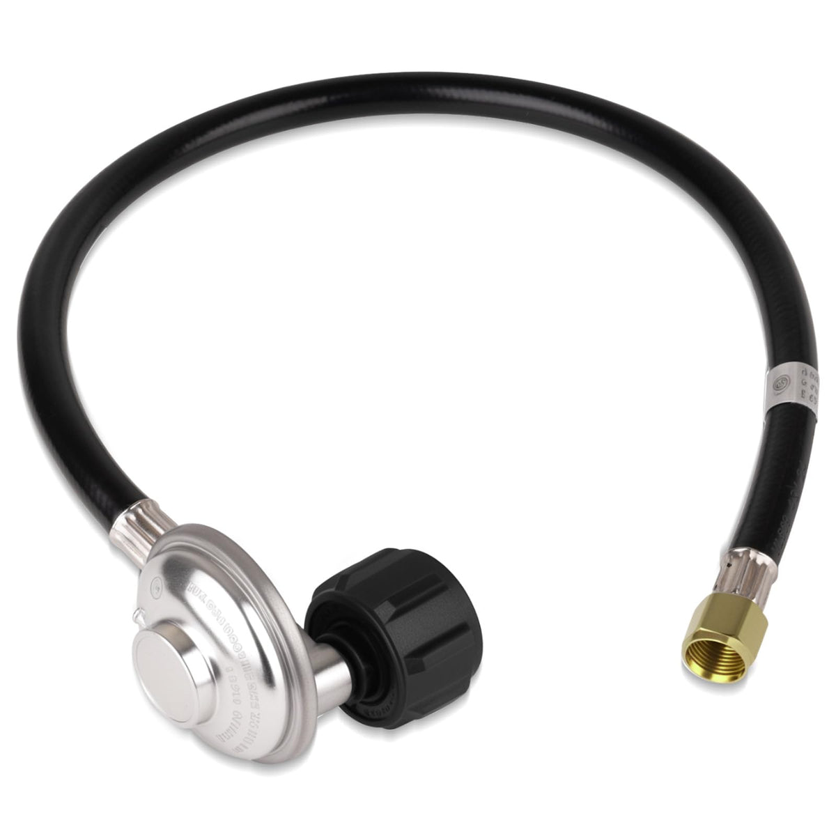 Cupbunny 2FT regulator with hose demonstrating universal compatibility with grills.