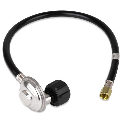Cupbunny 2FT regulator with hose demonstrating universal compatibility with grills.