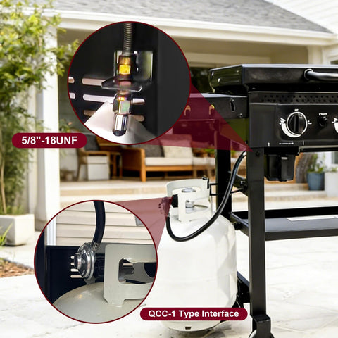Cupbunny adapter supports 5-40lb tanks for versatile outdoor use.