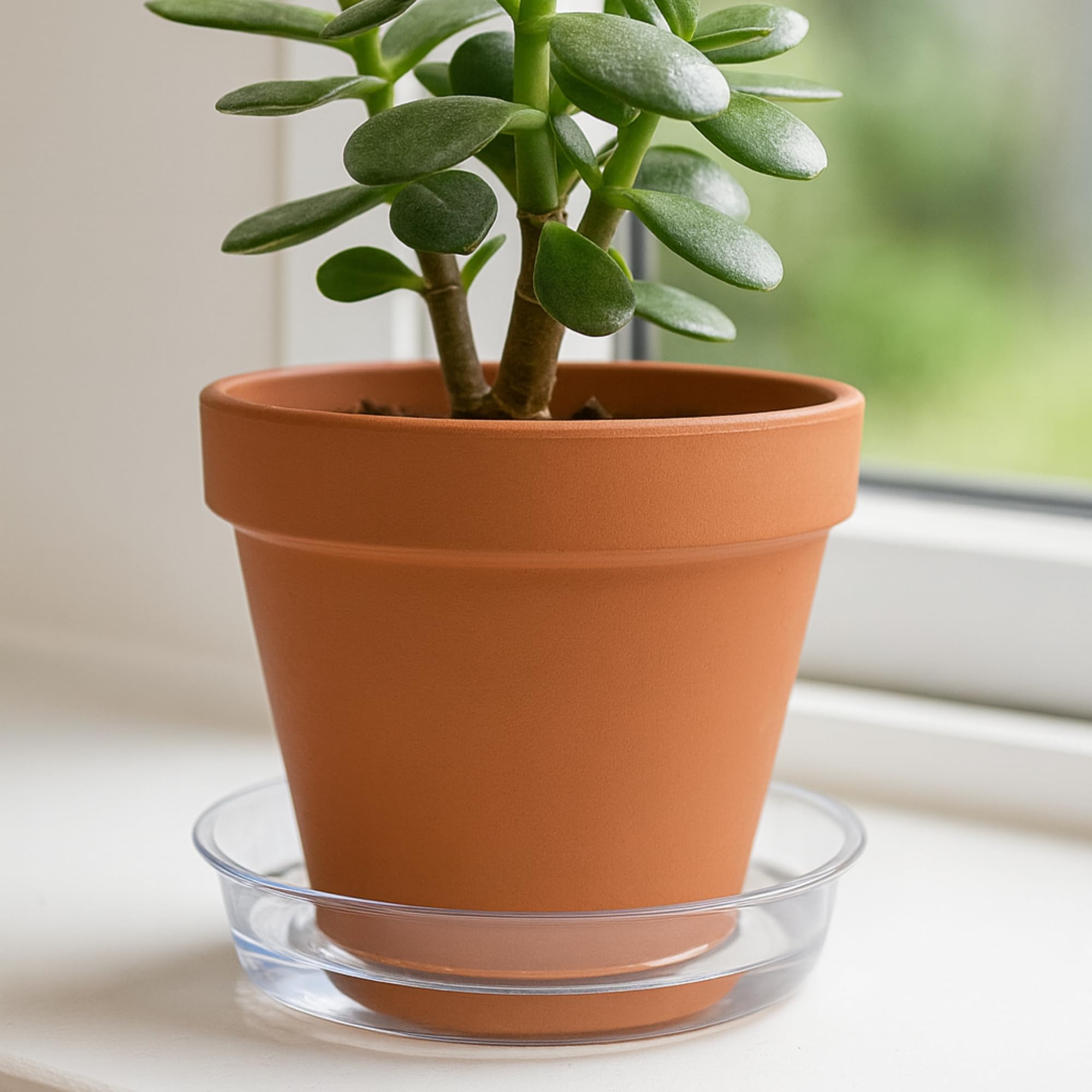 Curtis Wagner Plastics saucer indoor-outdoor use, prevents water spills.