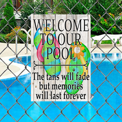 Cusde 8x12 pool sign for outdoor wall display and poolside mood