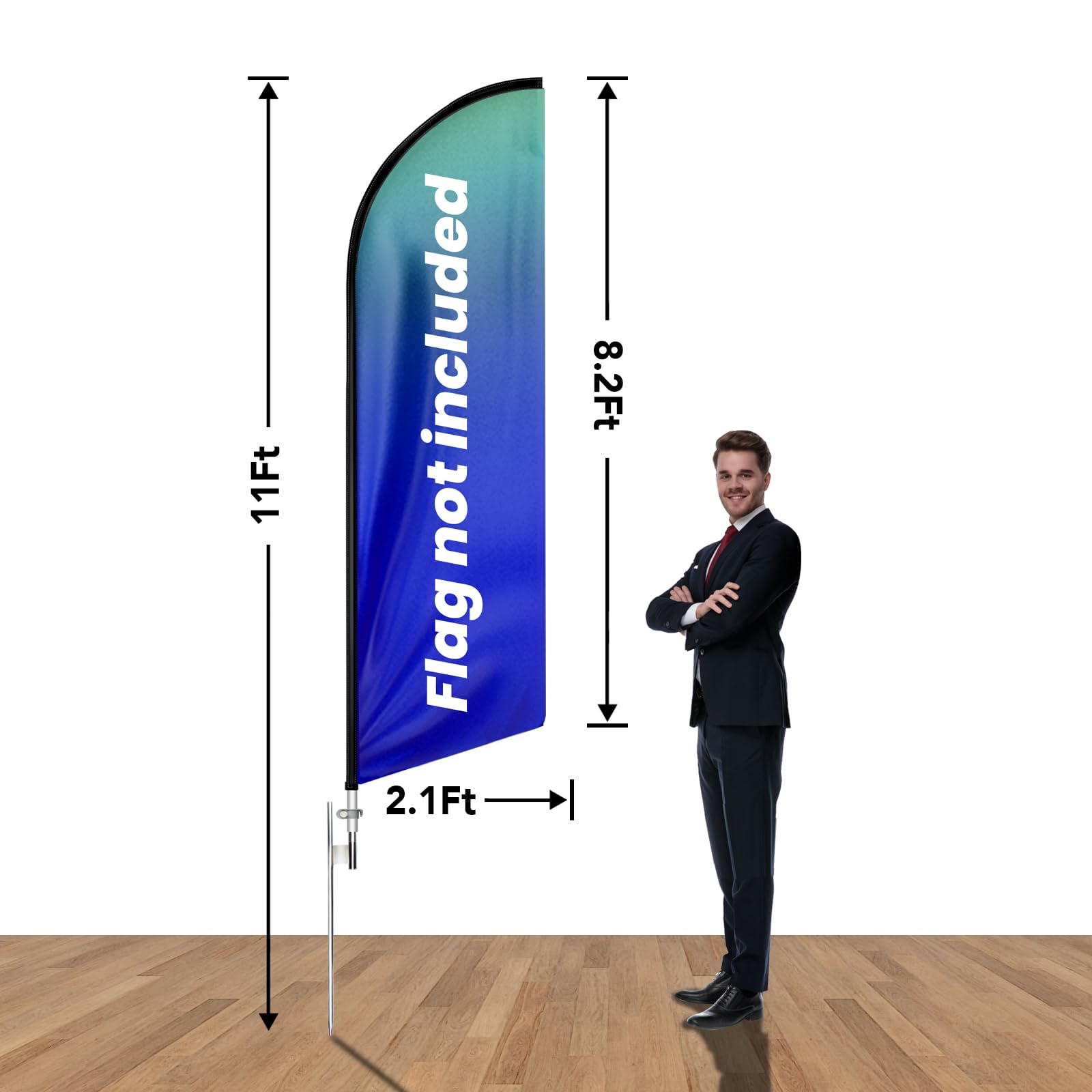 CustomTrend 11ft tall flagpole demonstrates prominent outdoor advertising impact.