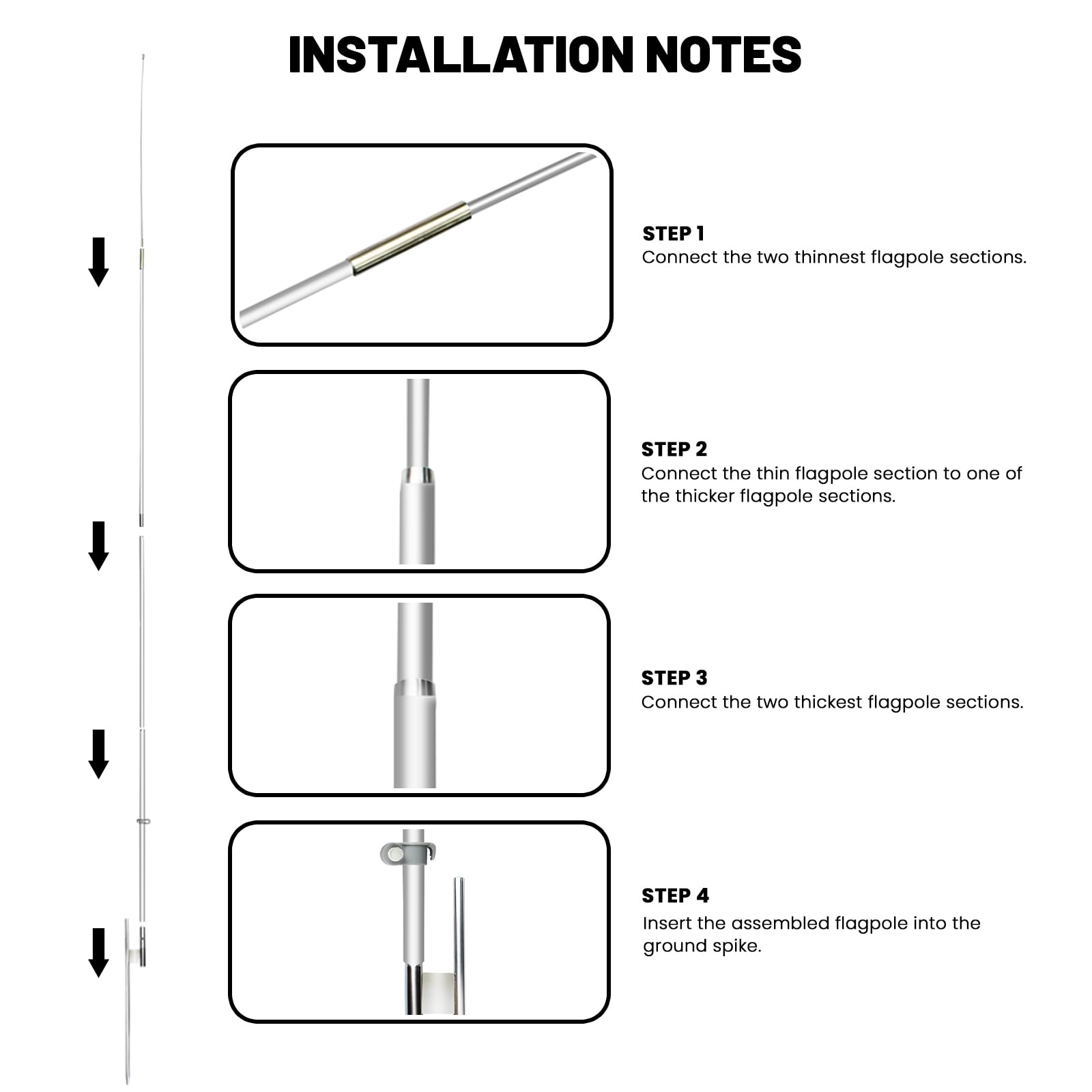 CustomTrend stainless steel ground spike provides secure stability in windy conditions.