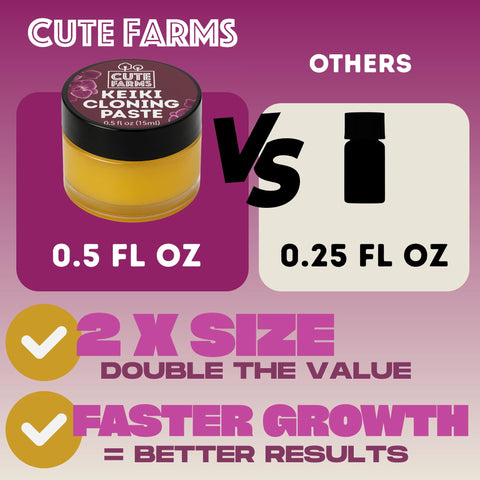 Cute Farms Keiki Cloning Paste 0.5 oz bottle closeup shows compact design.