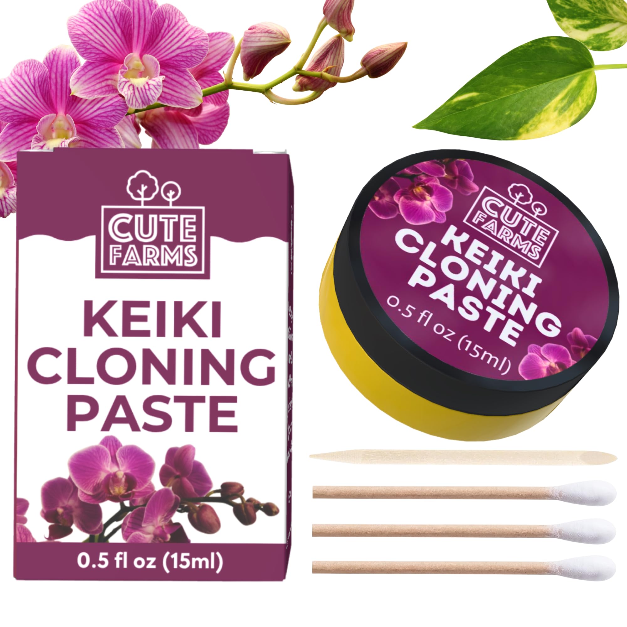 Cute Farms Keiki Cloning Paste jar closeup enabling precise node activation for growth.