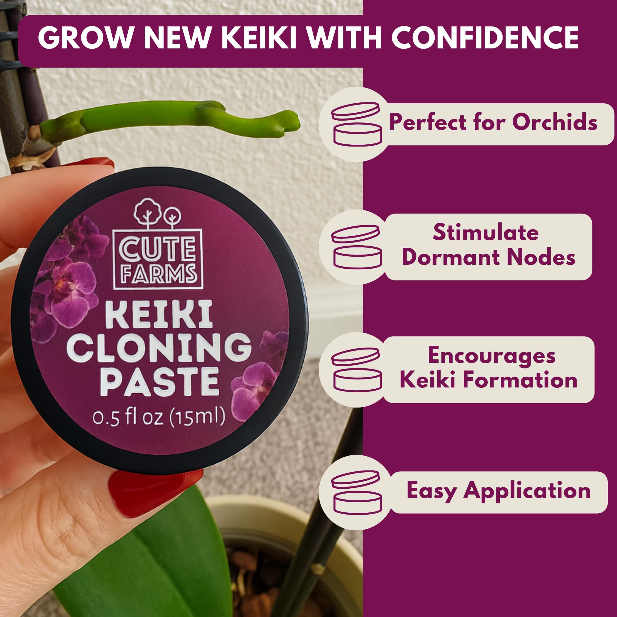 Cute Farms Keiki Cloning Paste packaging highlights USA-made quality.