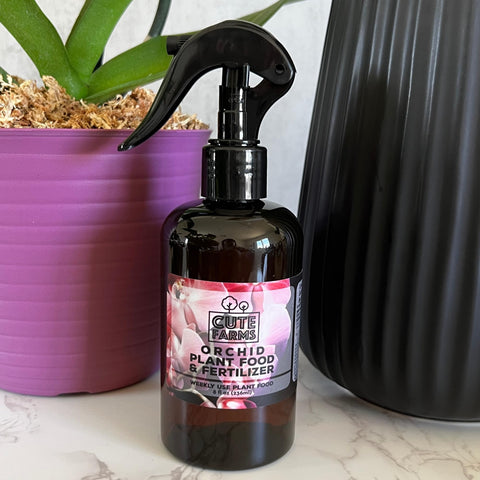 Leak-proof cap on Cute Farms Orchid Fertilizer Mist bottles prevents spills.
