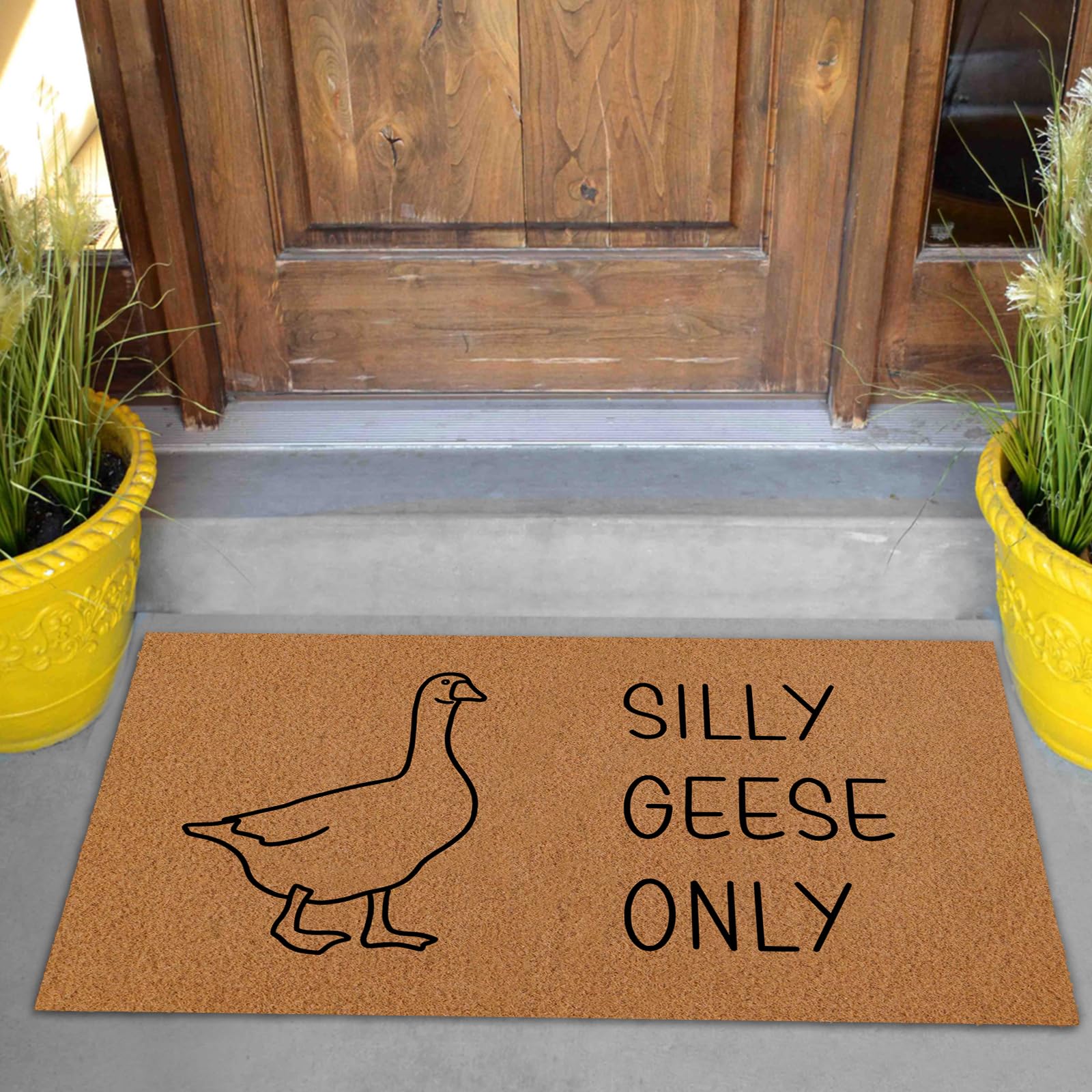 Cute Silly Goose Welcome Mat enhances entryway appeal and weather resistance.