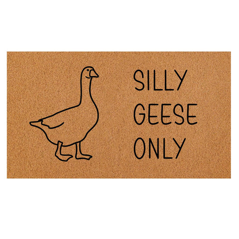 Cute Silly Goose Welcome Mat greets visitors at the front door with playful charm and dirt-trapping surface.
