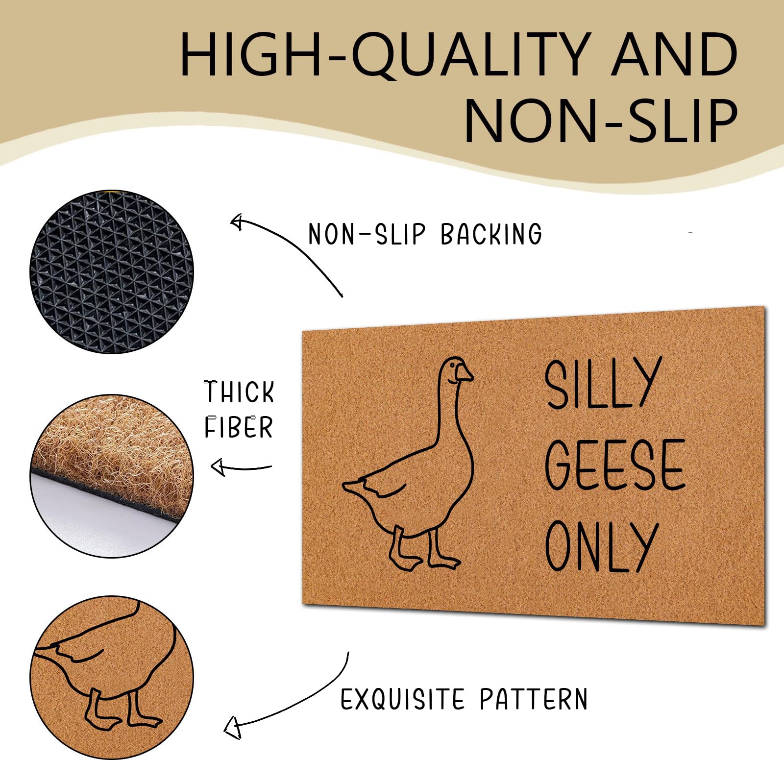 Cute Silly Goose Welcome Mat features a playful goose pattern that makes entrants smile and wipe their feet.