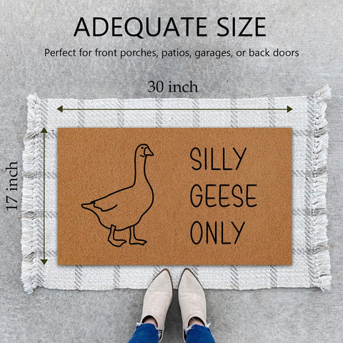 Cute Silly Goose Welcome Mat ideal for porches and patios, combining charm with dirt protection.