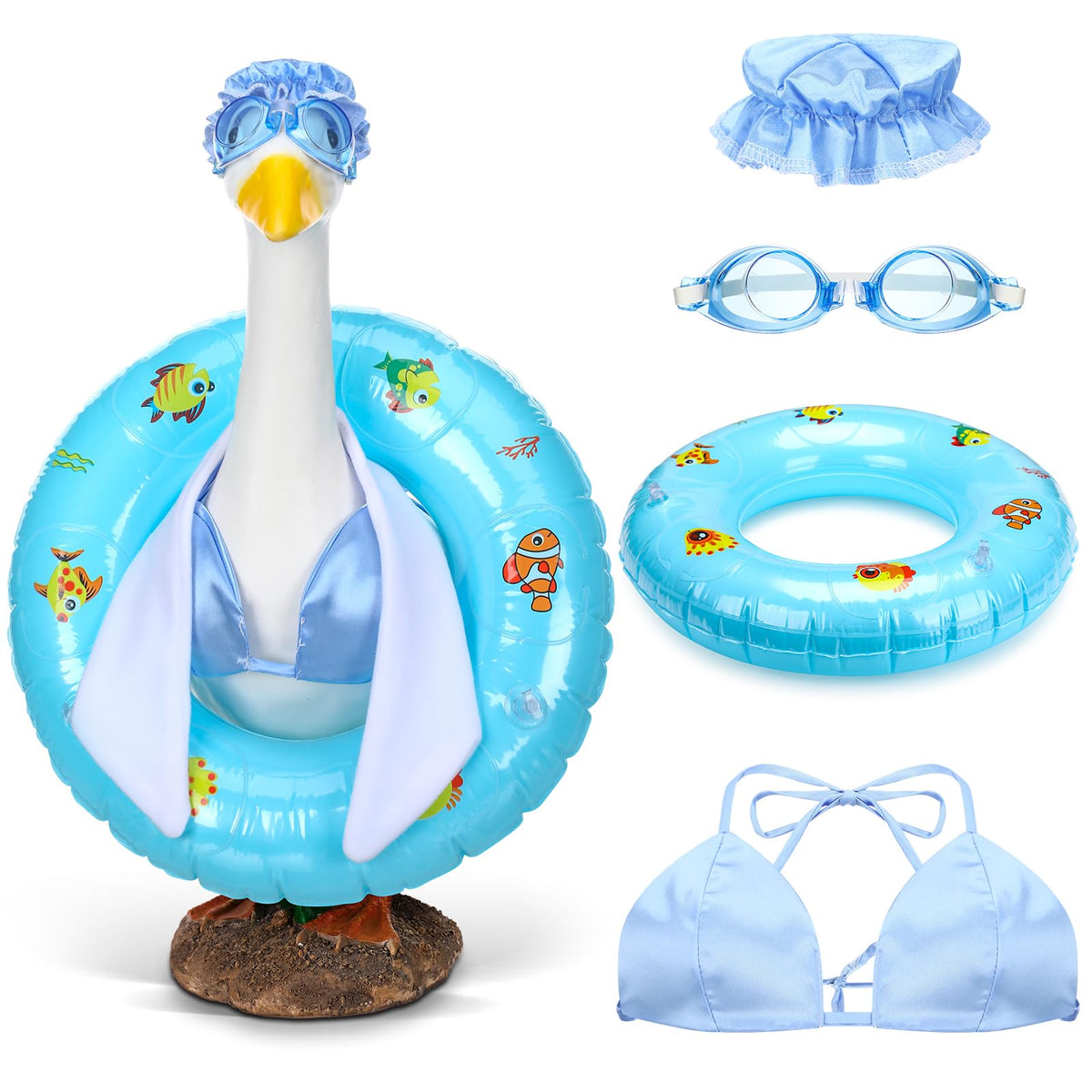 Cutecrop bikini goose outfit on a 23-inch goose boosts porch appeal and playful charm