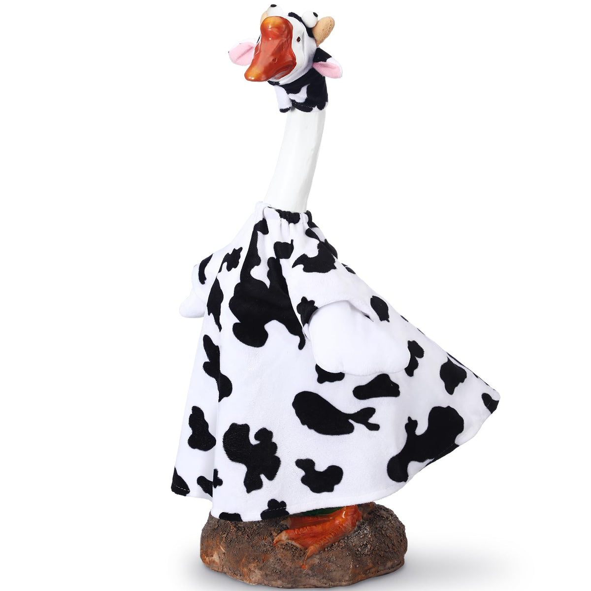Cutecrop cow goose outfit for 23-inch lawn statue, easy outdoor decor.