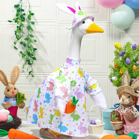 Cutecrop goose outfit on porch display enhances seasonal curb appeal.