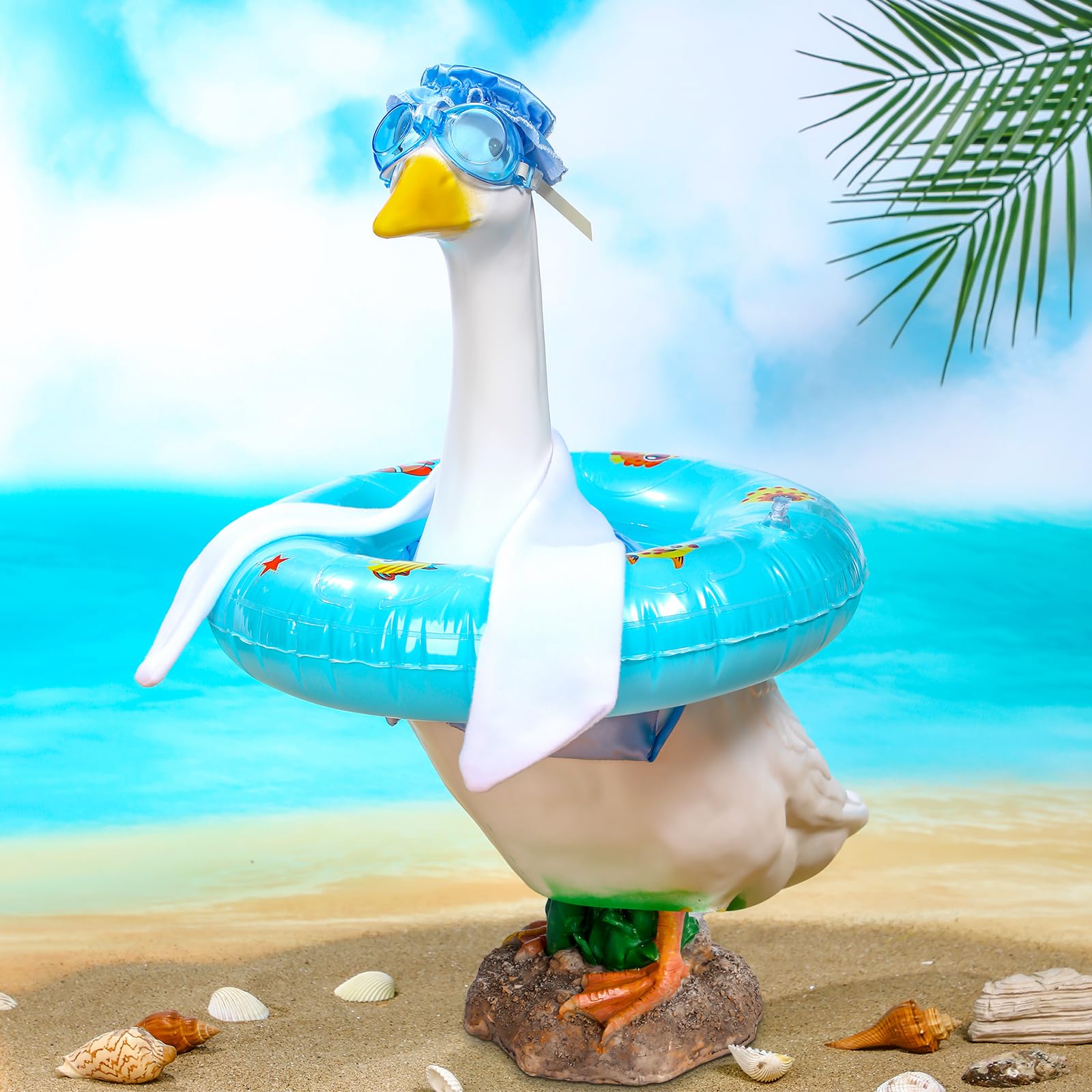 Cutecrop summer-decor-goose-costume-closeup highlights vibrant design for outdoor ambiance