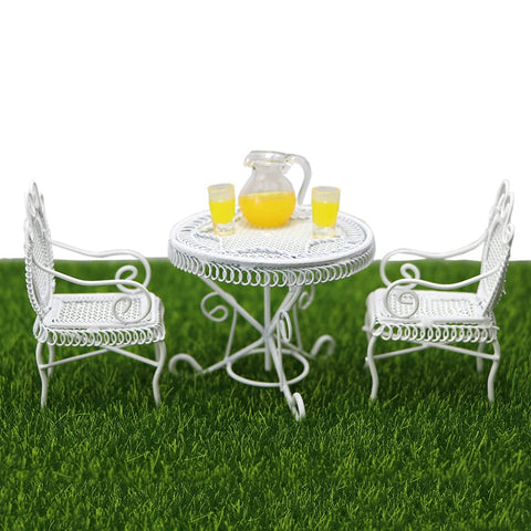 Cutemini dollhouse bistro table white for 1:12 scale displays, durable metal finish
