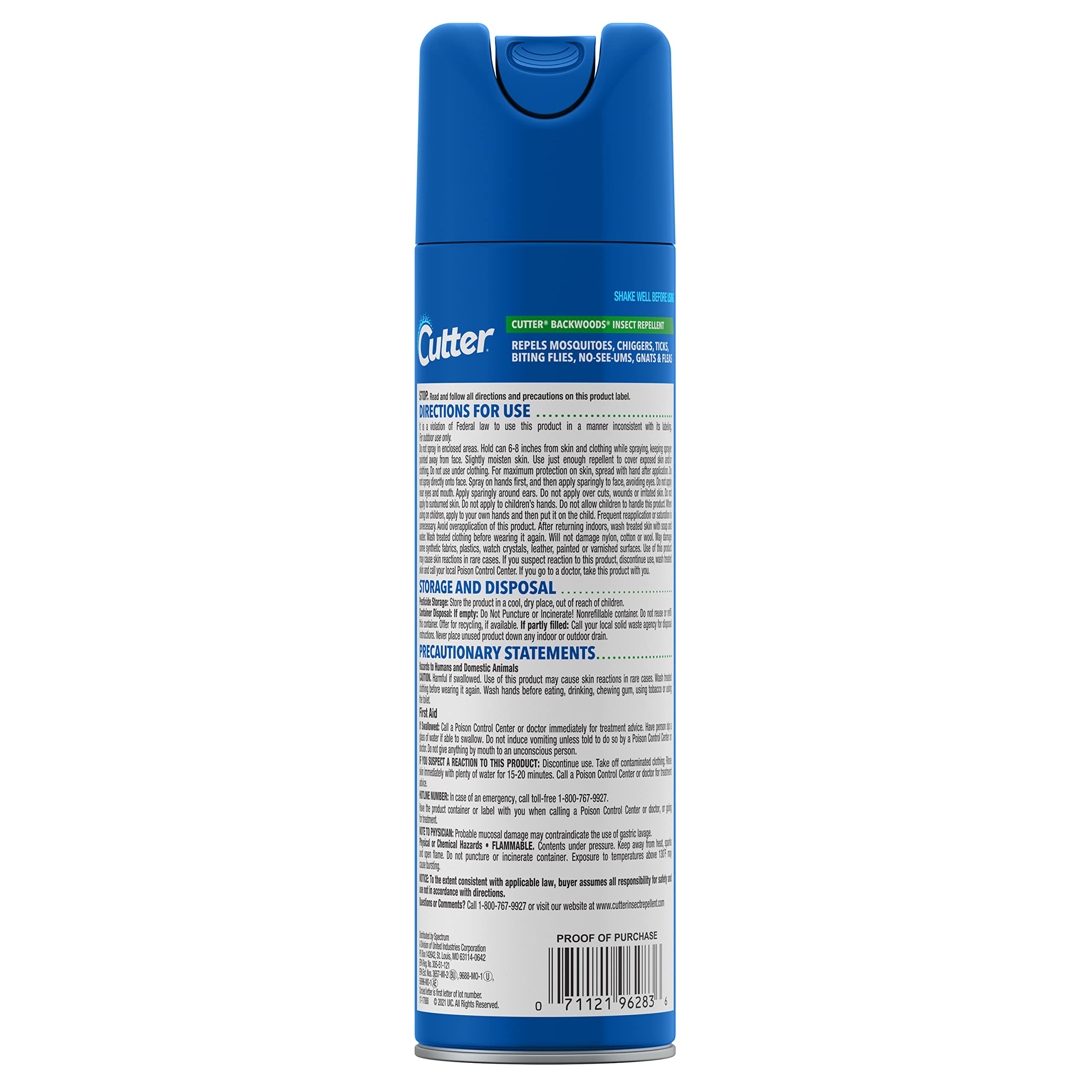 Cutter Backwoods 25% DEET formula label highlights long-lasting mosquito defense
