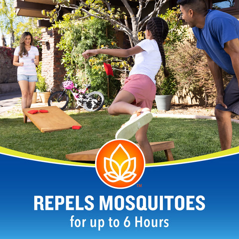 Family outdoors with Cutter Lemon Eucalyptus insect repellent