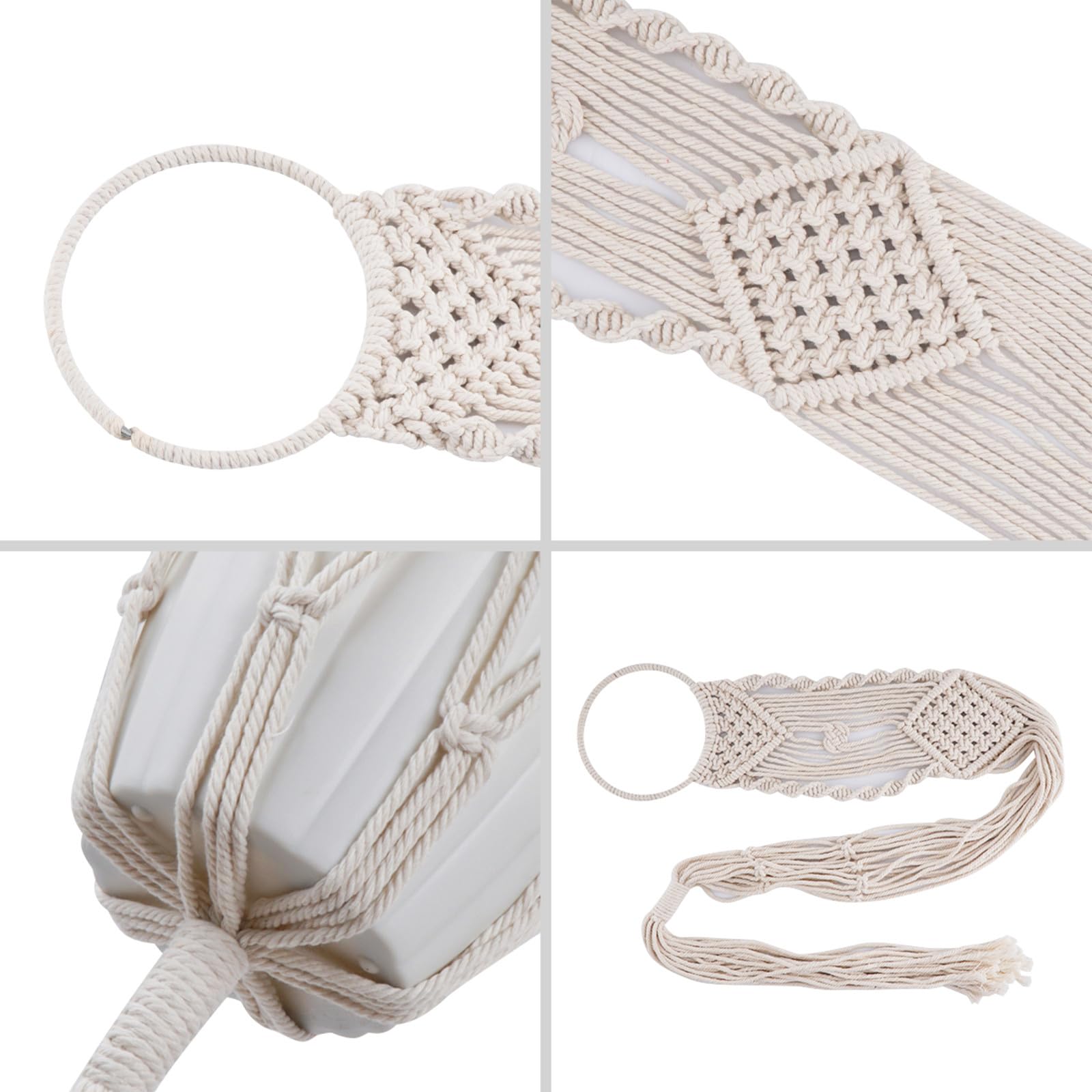 Cuttte indoor-outdoor macrame hanger ready for versatile placement.